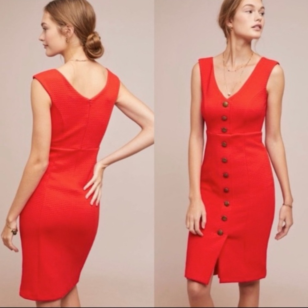 Elegant Red Button-Down Dress NWT Maeve Sleeveless Buttondown Textured Dress XS